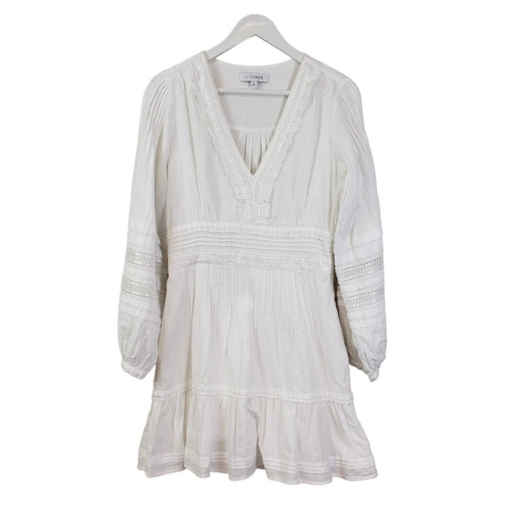Intermix Bettina Cotton Peasant Mini Dress Size 6
